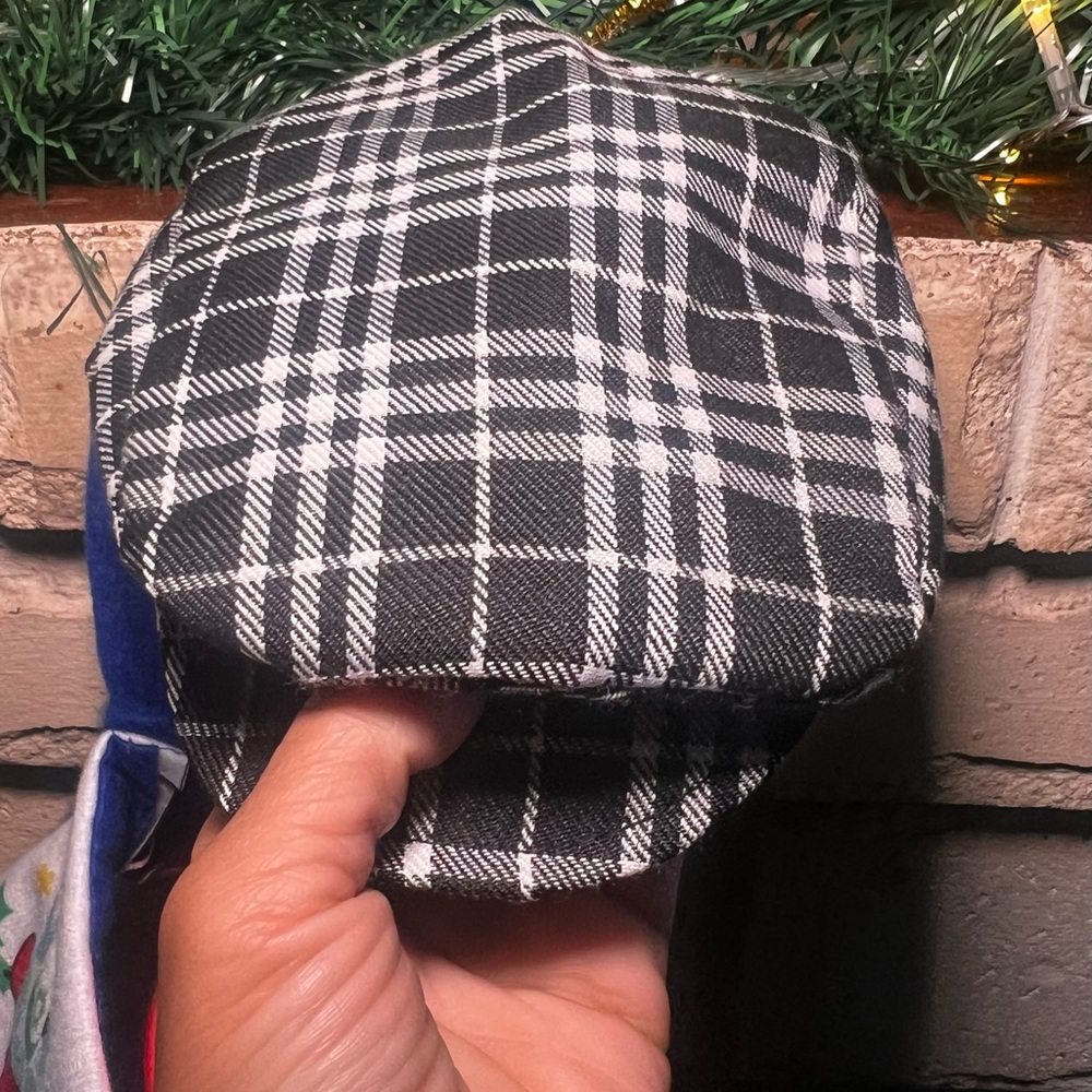 Stylish Kids' Black and White Plaid Cap